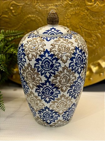 Potiche - Azul e Branco - Cerâmica