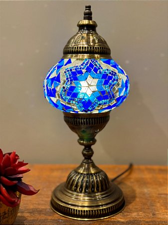 Luminária Turca M Azul Estrela