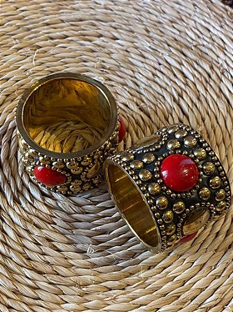 Porta Guardanapos - Dourado e Vermelho - Unidade