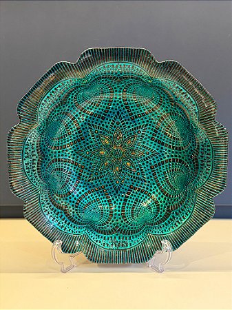 Centro de Mesa em Vitral - Verde Fundo - Grande