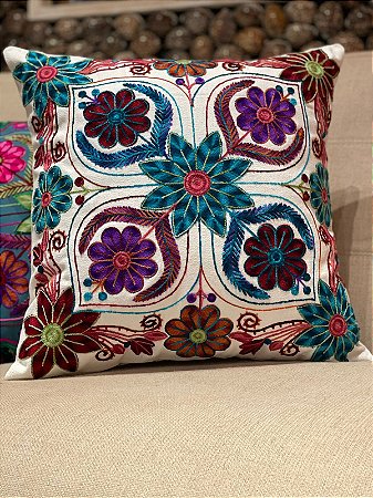 Capa de Almofada Bordada 45x45 Branco