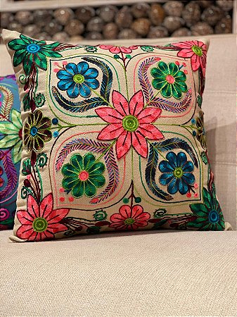 Capa de Almofada Bordada 45x45 Fendi