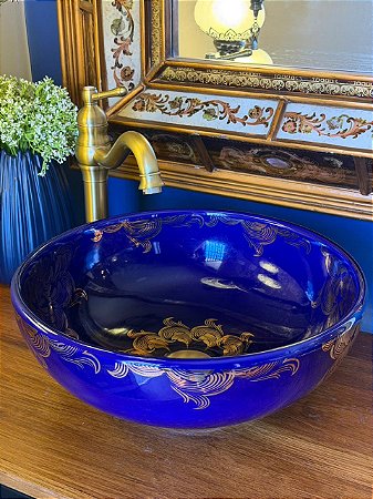 Cuba Sobrepor - Azul e Dourado - Arabesco