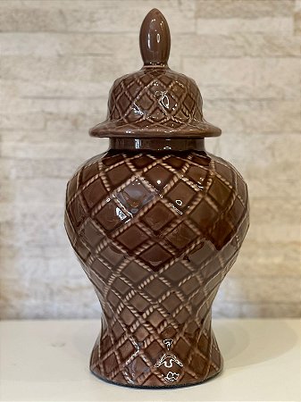 Potiche - Marrom - Cerâmica - Pequeno