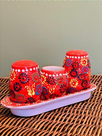 Galheteiro Turco - Porta Tempero - Vermelho