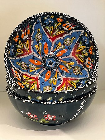 Bowl - Verde - Cerâmica - Turquia - Tamanho Grande - Pintura Relevo