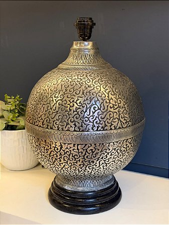 Abajur - Metal - Prateado - Sem Cúpula - 50cm