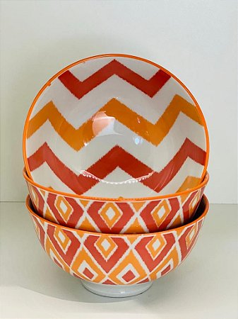 Bowl - Laranja e Vermelho - Cerâmica - Tamanho Médio