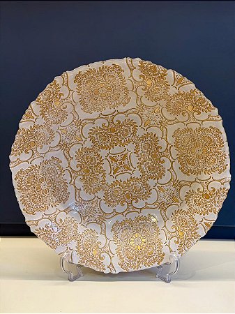 Centro de Mesa em Vitral - Dourado e Branco - Grande