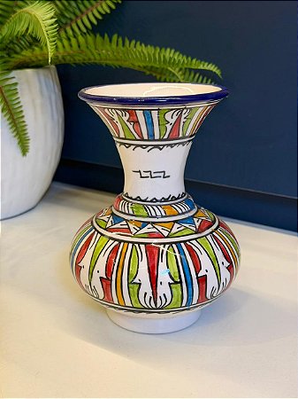 Vaso Marroquino - Ceramica - Verde e Colorido