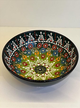 Saladeira P - Verde Escuro - Cerâmica - Turquia - Alto Relevo