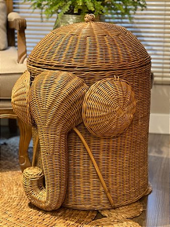 Cesto Elefante com Tampa - Ratan