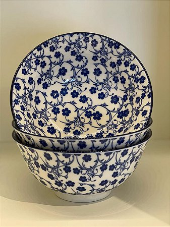 Bowl - Branco e Azul - Cerâmica - Tamanho Médio - Marrocos For You |  Decoração e Vestuário - Étnico