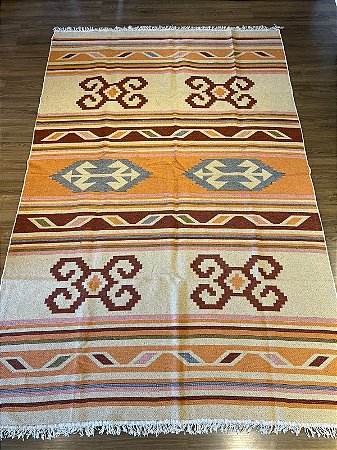 Tapete - Dupla Face - Turco - 3,00 x 2,00MT -  Laranja e Bege