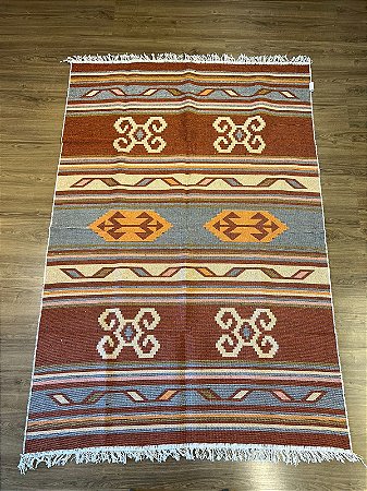 Tapete - Dupla Face - Turco - 2,00 x 1,40MT - Laranja e Bege