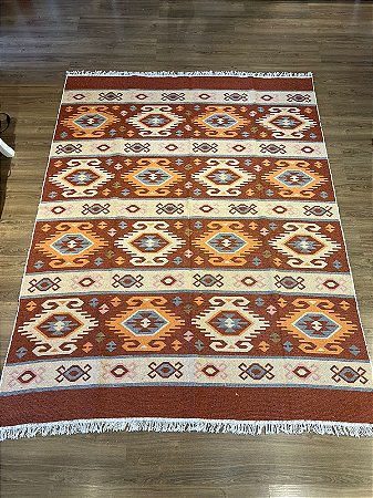 Tapete - Dupla Face - Turco - 2,50 x 2,00MT - Vermelho e Laranja