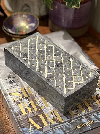 Caixa Decorativa - Osso - Grafite - Porta Jóias - 20X10