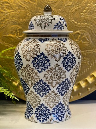 Potiche - Azul e Branco - Cerâmica