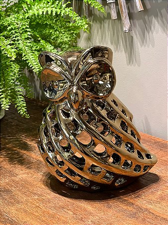 Coruja - Cerâmica - Dourada