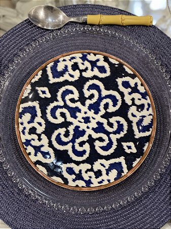 Conjunto Prato Sobremesa - Cerâmica  - 4 Peças - Azul