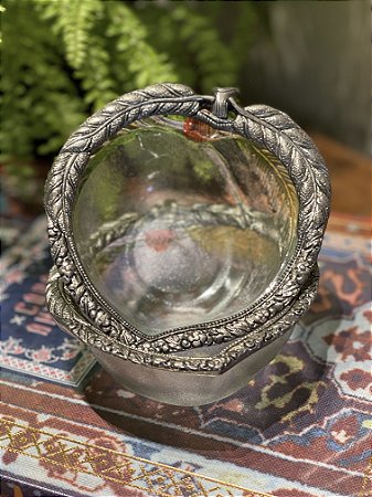 Bowl - Vidro  - India - Metal - Verde -  Tamanho Medio
