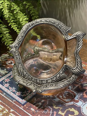 Bowl - Vidro  - India - Metal - Laranja -  Tamanho Medio