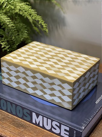 Caixa Decorativa - Osso- Branco e Bege - 21X14