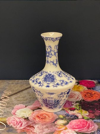 Vaso Decorativo - Azul e Branco - Ceramica 11,5CM