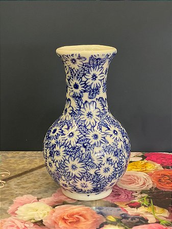 Vaso Decorativo - Azul e Branco - Ceramica 11,5CM