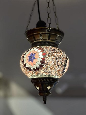 Luminária de Teto Turca Pequena Lilás e Rosa