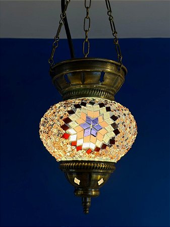Luminária de Teto Turca Pequena Lilás e Rosa