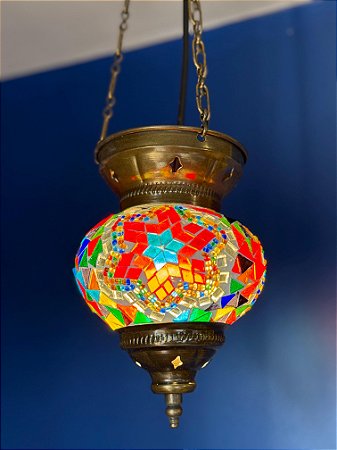 Luminária de Teto Turca Pequena Colorida Estrela