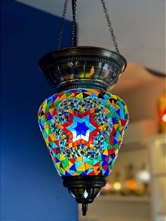 Luminária de Teto Turca Gota Colorida Estrela