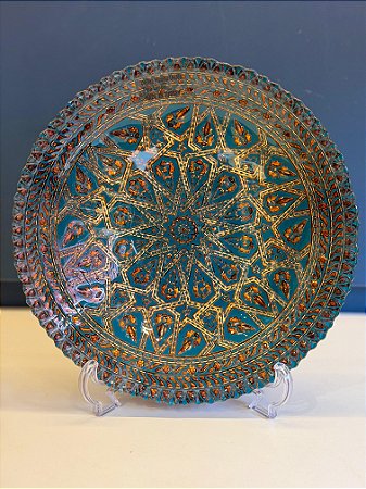 Centro de Mesa em Vitral - Pequeno - Verde e Dourado