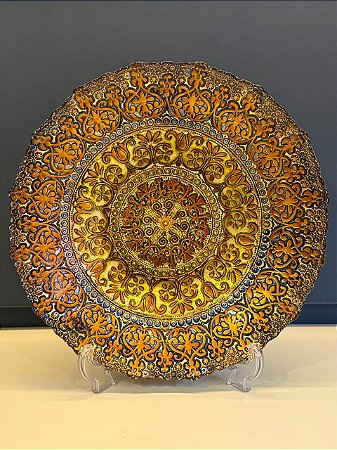 Centro de Mesa em Vitral - Grande - Dourado e Azul