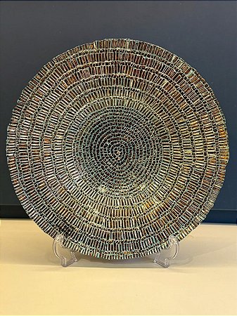 Centro de Mesa em Vitral - Grande - Turquesa e Dourado