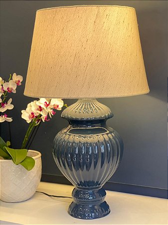 Abajur - Cerâmica - Azul Marinho com Cúpula