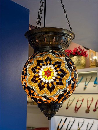 Luminária de Teto Turca Média Dourada