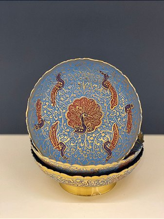 Bowl Latão - Dourado - Azul Claro