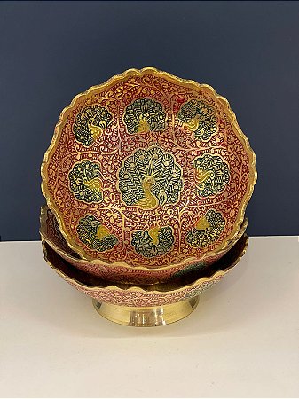 Bowl Latão - Dourado - Vermelho e Verde