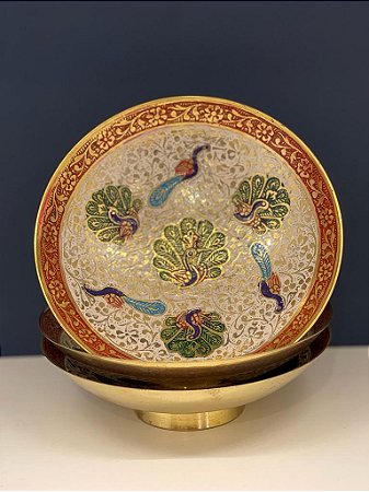 Bowl Latão - Dourado - Branco e Vermelho