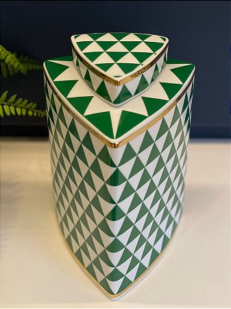 Potiche  - Ceramica - Verde e Branco - 26CM
