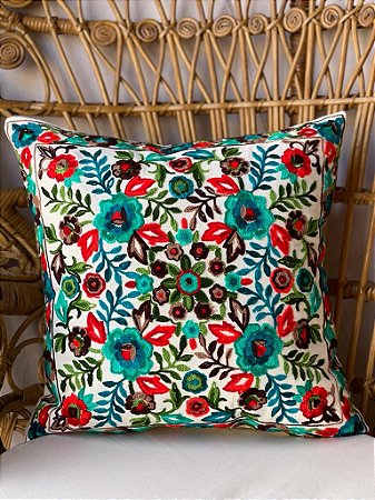 Capa de Almofada Bordada 45x45 Off White