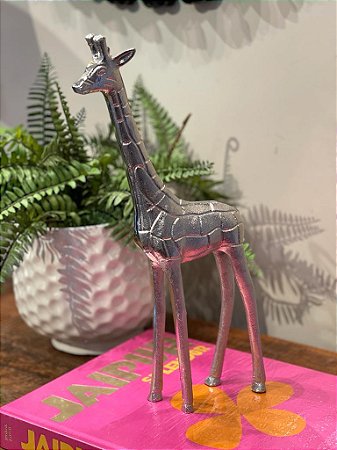 Girafa - Decorativa - Metal - Prata