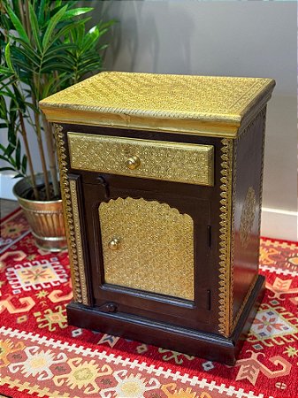 Mesa Gaveteiro - Madeira e Metal - Dourado