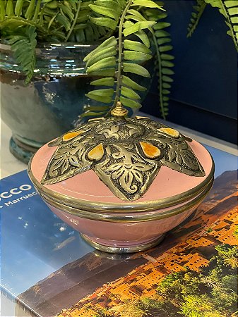 Pote Marroquino - Ceramica com Metal - Rosa
