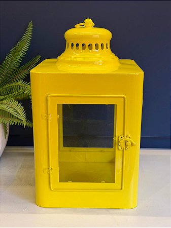 Lanterna - Metal e Vidro - Amarelo - 36cm
