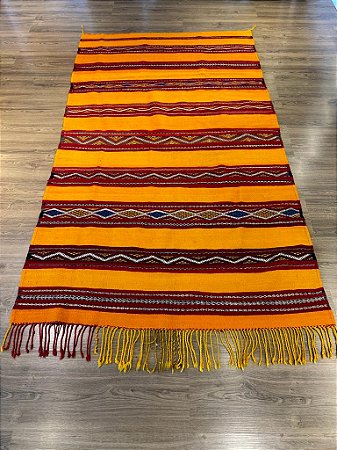 Tapete  - Marroquino - Kilim - Artesanal - Laranja -  2,60x1,50