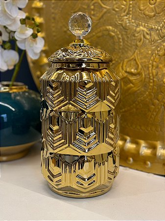 Potiche - Ceramica - Dourado - 32,5CM