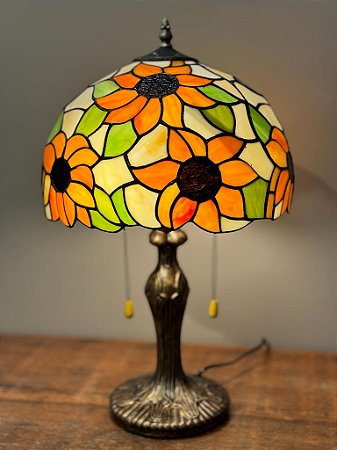 Abajur Tiffany - Vitral - Ouro Velho